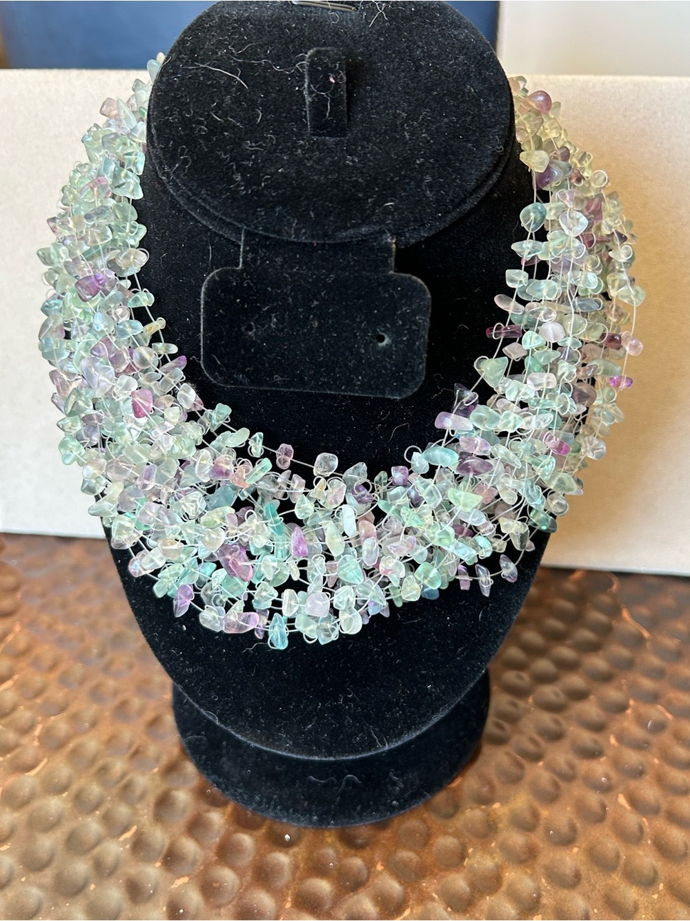 Crystal Multi strand chip necklace- 16”